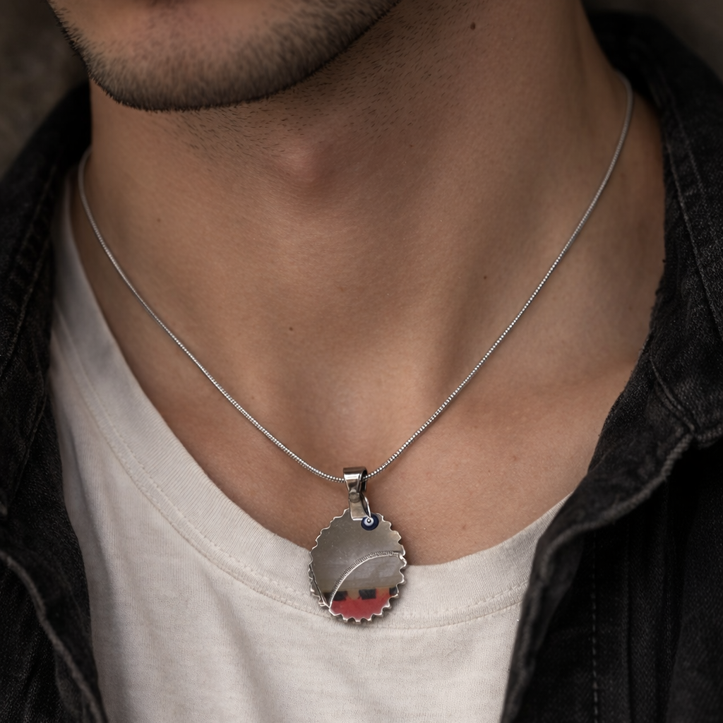 Kişiye Özel Çelik Kolye - Renkli Tasarım