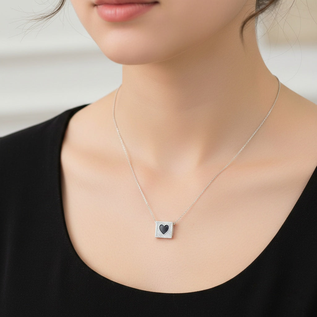 Kişiye Özel Çelik Kolye - Kalp İçinde Fotoğraf