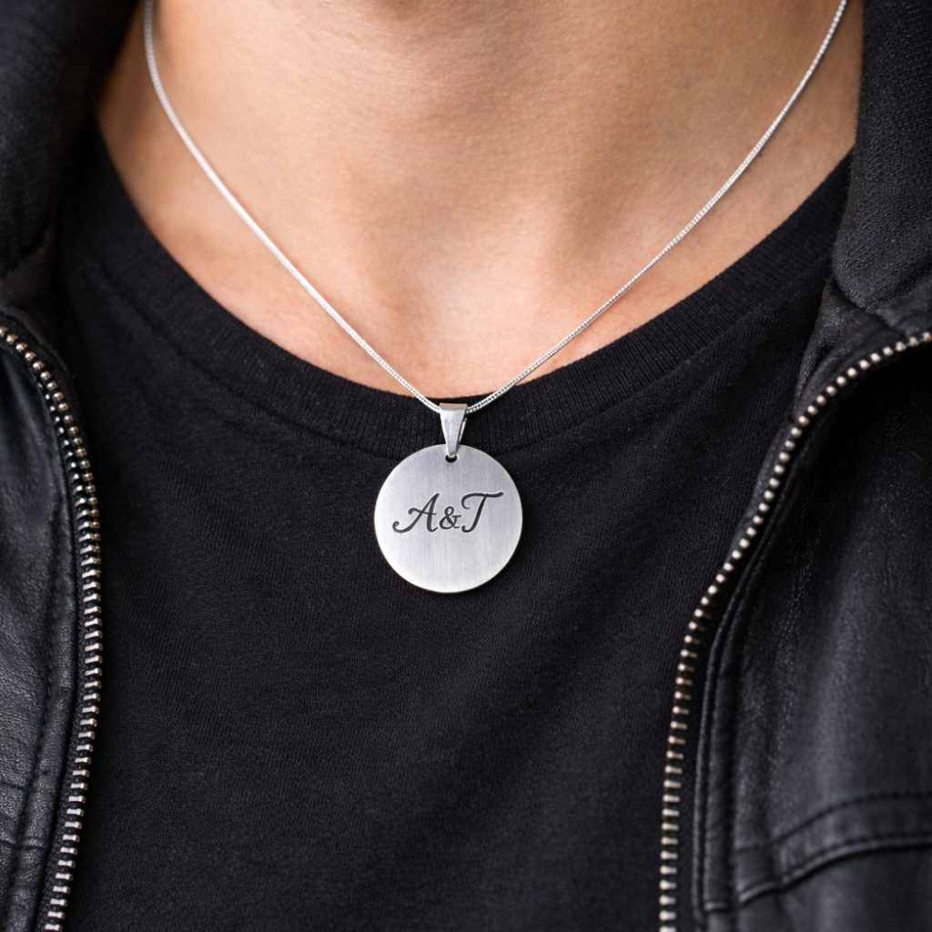 Kişiye Özel Baskılı Çelik Kolye - İsim ve Mesaj